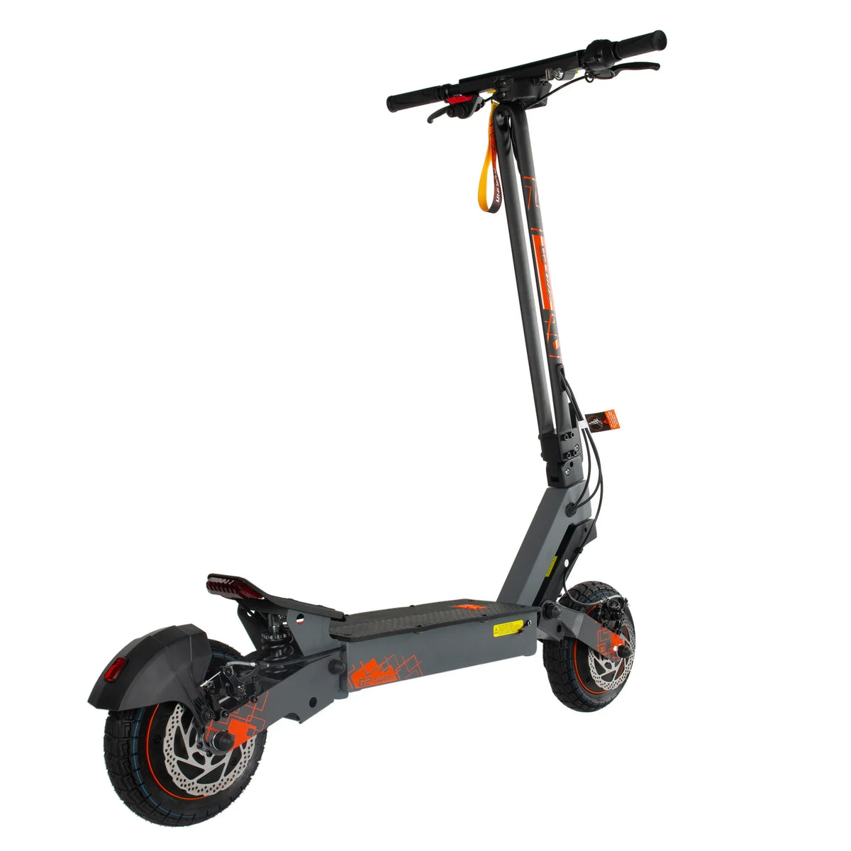 Električni romobil KuKirin G2 Ultra sive boje s narančastim detaljima, pogled sa strane