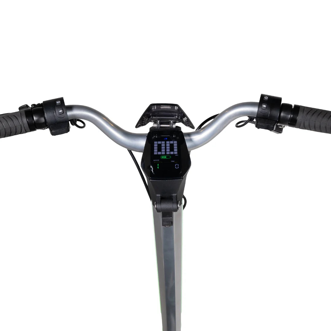Upravljač električnog romobila MS Energy Flare X s digitalnim zaslonom i kontrolama, pogled odozgo