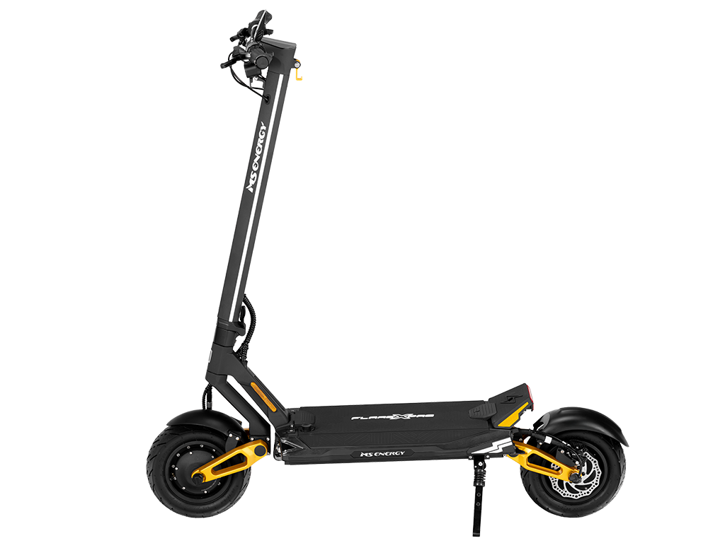 Električni romobil MS Energy Flare X Pro, bočni pogled na crni model sa zlatnim detaljima