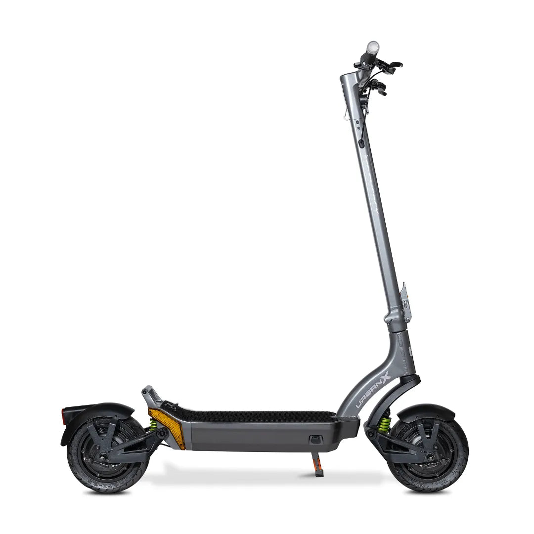 Sivi električni romobil MS Energy Urban X bočni pogled na bijeloj pozadini