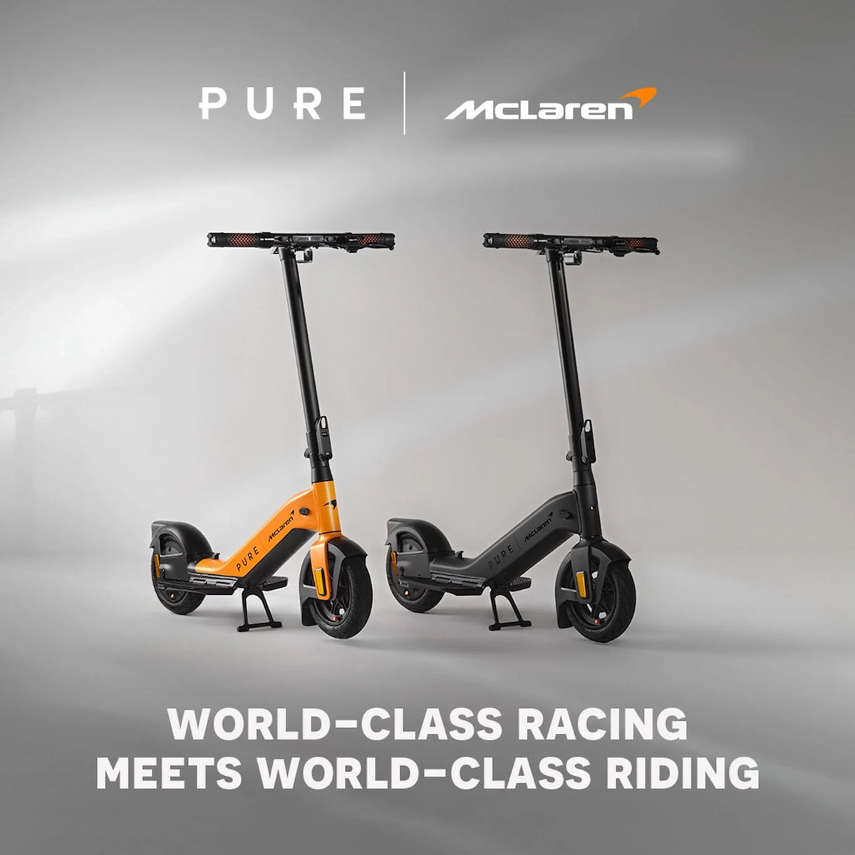 Električni romobil Pure Advance McLaren Edition u narančastoj i crnoj boji, bočni pogled