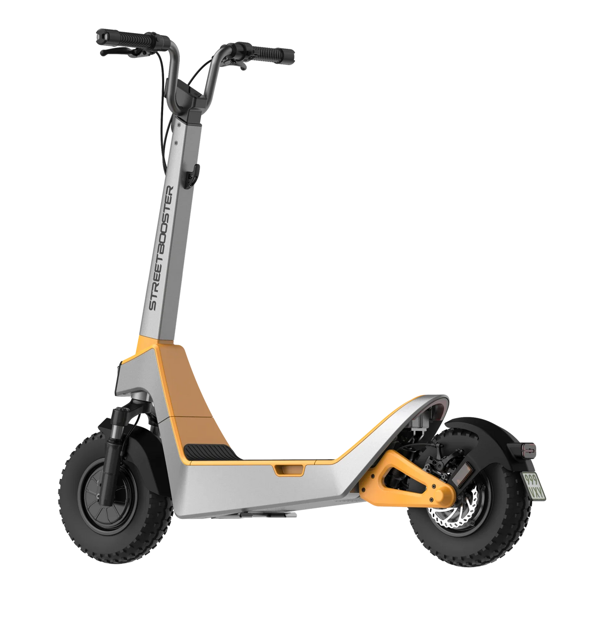 Električni romobil Streetbooster Castor srebrno-narančaste boje profilni pogled
