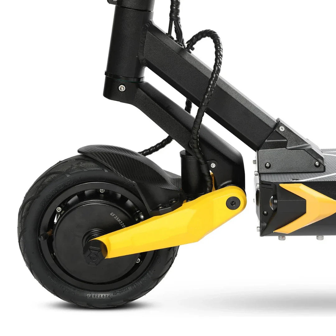 Prednji kotač s ovjesom električnog romobila Teverun Blade Mini Ultra crno-žute boje