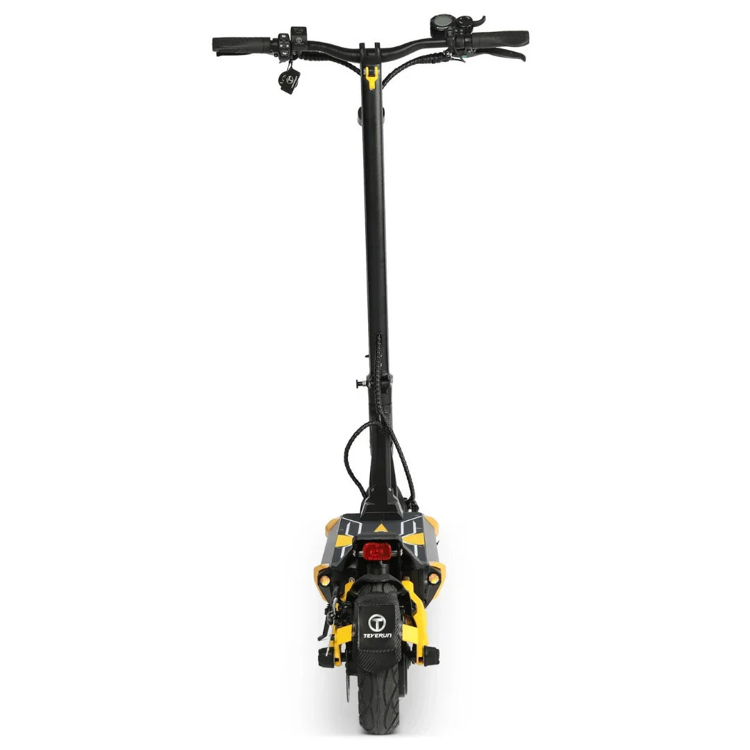 Električni romobil Teverun Blade Mini Ultra pogled straga u crno-žutoj boji