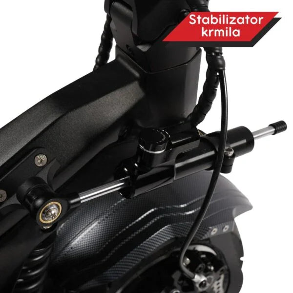 Crni stabilizator upravljača za električni romobil Teverun Fighter 11 Plus, detaljni prikaz dijela