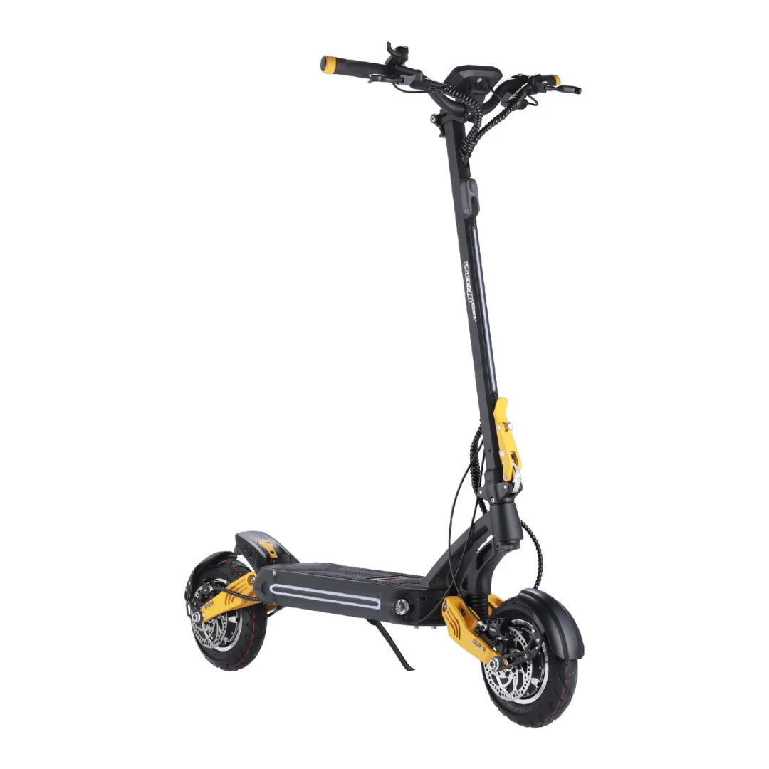 Električni romobil VSETT 10 Light crno-žute boje u profilu na bijeloj pozadini
