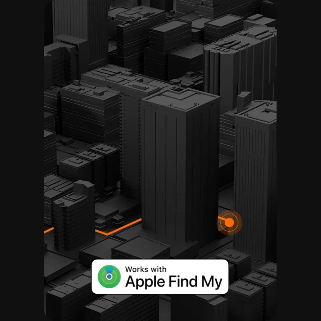 Prikaz Apple Find My funkcije za Xiaomi električni romobil u crnom 3D gradskom okruženju