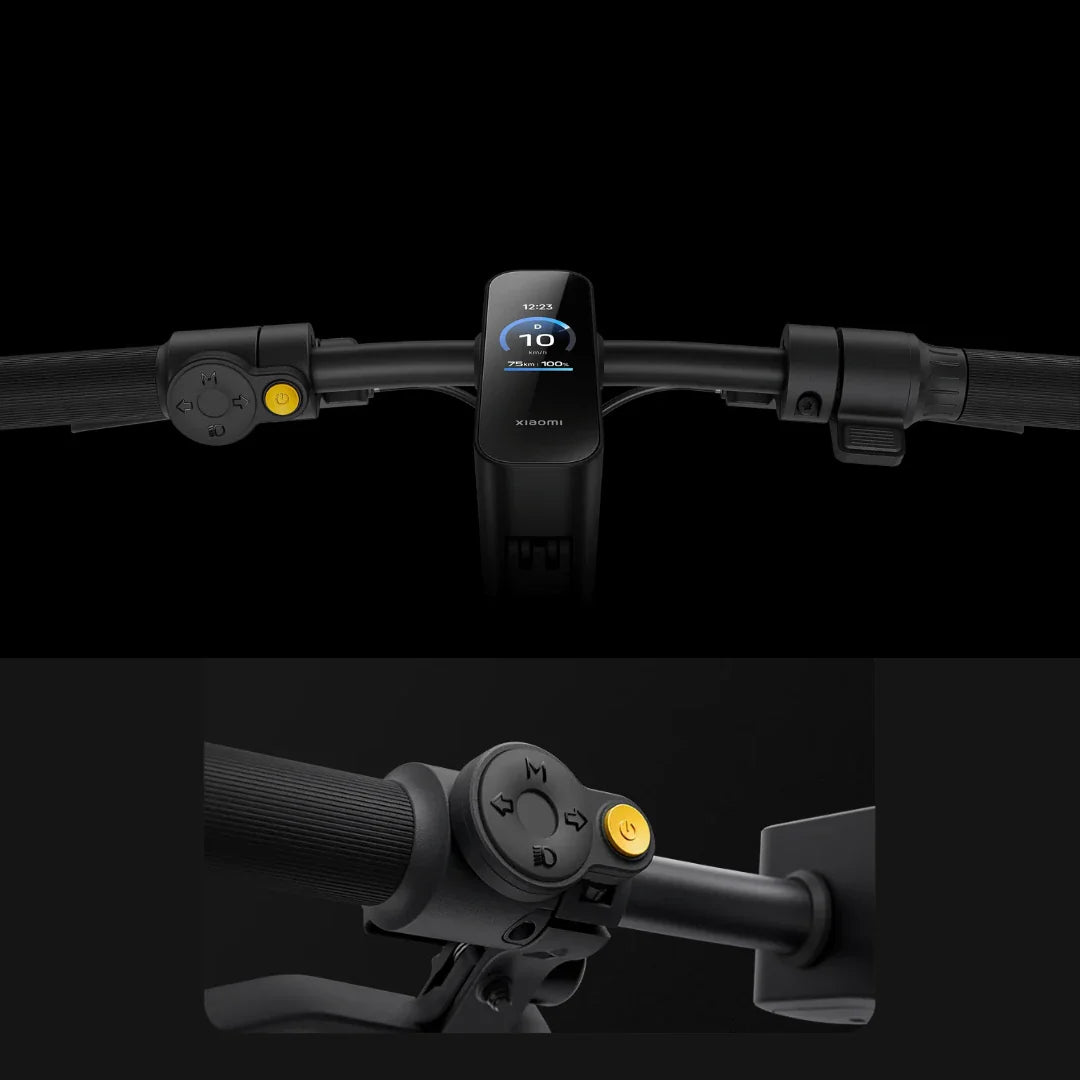 Upravljač električnog romobila Xiaomi 6 Ultra s detaljem digitalnog zaslona i tipki na crnoj