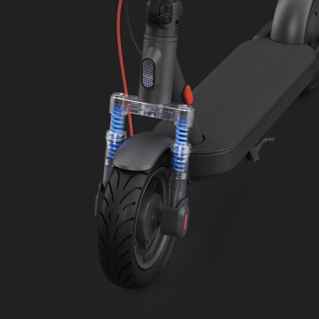 Prednji ovjes električnog romobila Xiaomi Elite s plavim oprugama i crnim kotačem