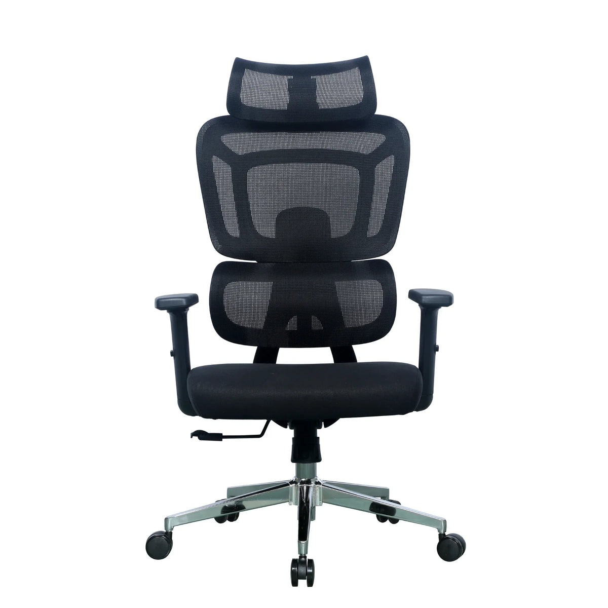 Proizvod je ergonomska uredska stolica, točnije model Apollo. Stolica ima visoki naslon od mrežaste tkanine za prozračnost, podstavljeno sjedalo i podesive naslone za ruke, a sve je montirano na kromiranu bazu s kotačićima za mobilnost. Njezin dizajn naglašava udobnost i potporu za dugotrajno sjedenje.