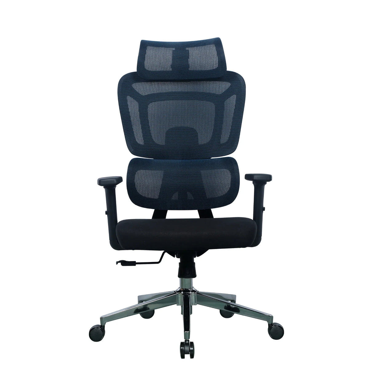 Proizvod je ergonomska uredska stolica, točnije model Apollo. Stolica ima naslon od mrežaste tkanine za prozračnost, podstavljeno sjedalo za udobnost i podesive naslone za ruke. Njezin dizajn naglašava potporu i ergonomiju, čineći je prikladnom za dugotrajnu upotrebu.