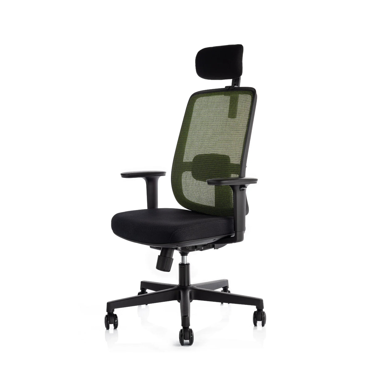 Proizvod je ergonomska uredska stolica, točnije model Ergo Basic. Stolica ima mrežasti naslon za leđa u zelenoj boji, podstavljeno sjedalo u crnoj boji i podesive naslone za ruke. Dizajnirana je za udobnost i potporu tijekom dugih sati sjedenja, što je čini prikladnom za uredsku uporabu.