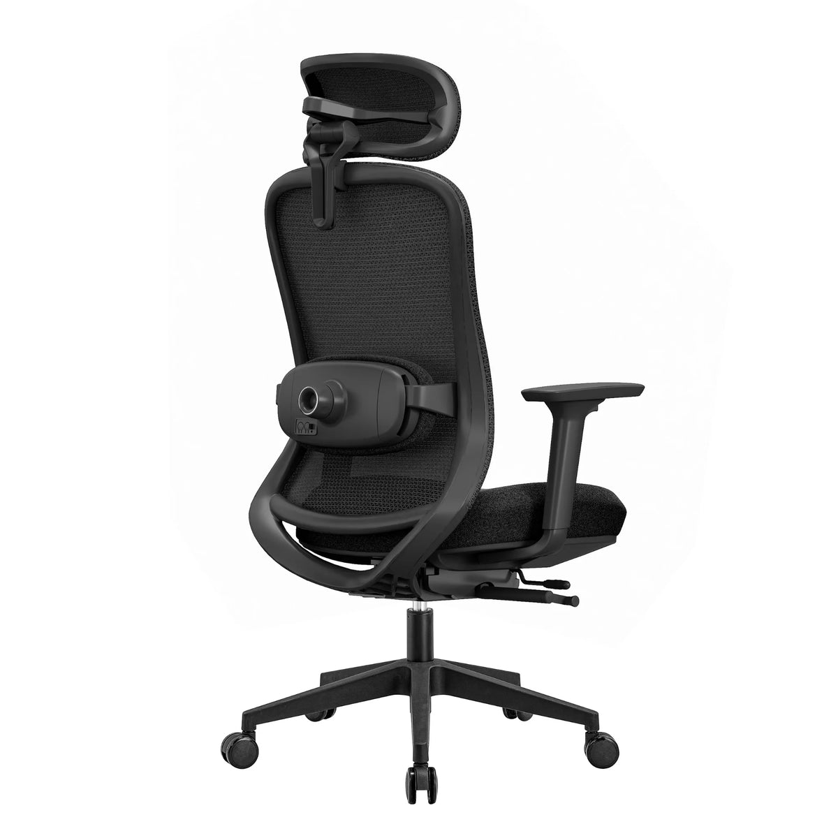 Proizvod je ergonomska uredska stolica dizajnirana za udobnost i potporu tijekom dugih sati sjedenja. Sadrži funkciju masaže, koja povećava opuštanje i smanjuje napetost. Stolica ima elegantan crni dizajn s mrežastim naslonom za prozračnost, podesivim naslonima za ruke i integriranom lumbalnom potporom u naslonu za leđa.