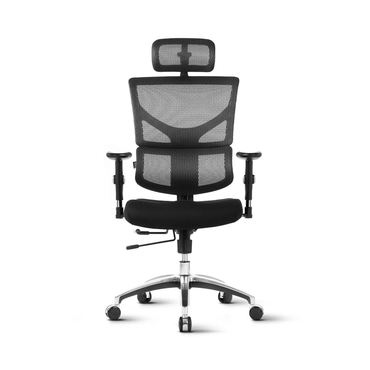 Proizvod je ergonomska uredska stolica dizajnirana za udobnost i potporu tijekom dugih sati sjedenja. Odlikuje se mrežastim naslonom za leđa za prozračnost, podesivim naslonima za ruke i podstavljenim sjedalom. Stolica ima elegantan dizajn sa srebrnim postoljem i vjerojatno je namijenjena i za kućnu i za uredsku upotrebu.