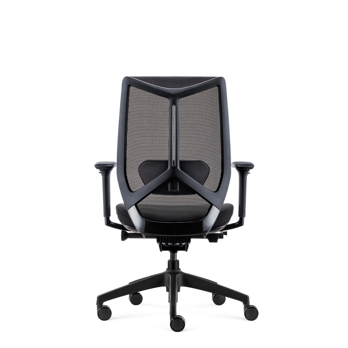 Proizvod je ergonomska uredska stolica, točnije model Spectra. Slika prikazuje pogled na stolicu sa stražnje strane, s mrežastim naslonom za leđa za prozračnost, podesivim naslonima za ruke i elegantnim, modernim dizajnom s bazom s pet krakova na kotačićima za mobilnost.