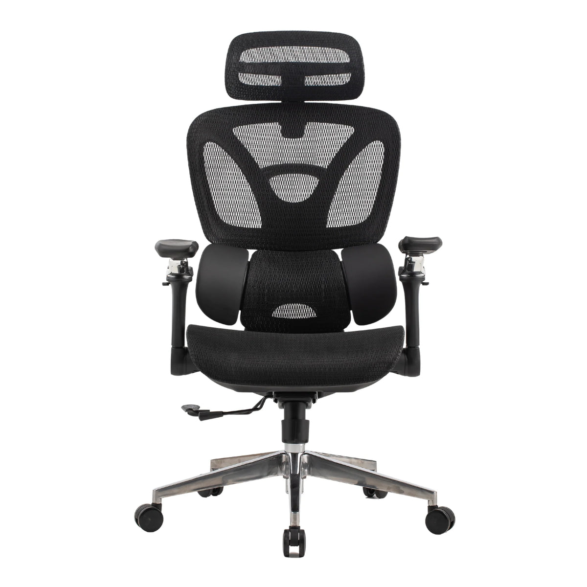 Proizvod je ergonomska uredska stolica, točnije model Trek Plus. Stolica se odlikuje elegantnim dizajnom od crne mrežaste tkanine, pružajući prozračnost i udobnost. Uključuje podesive naslone za ruke i potporni naslon za glavu, što je čini prikladnom za duge sate korištenja. Baza ima sjajnu završnu obradu s kotačićima za lakšu mobilnost.