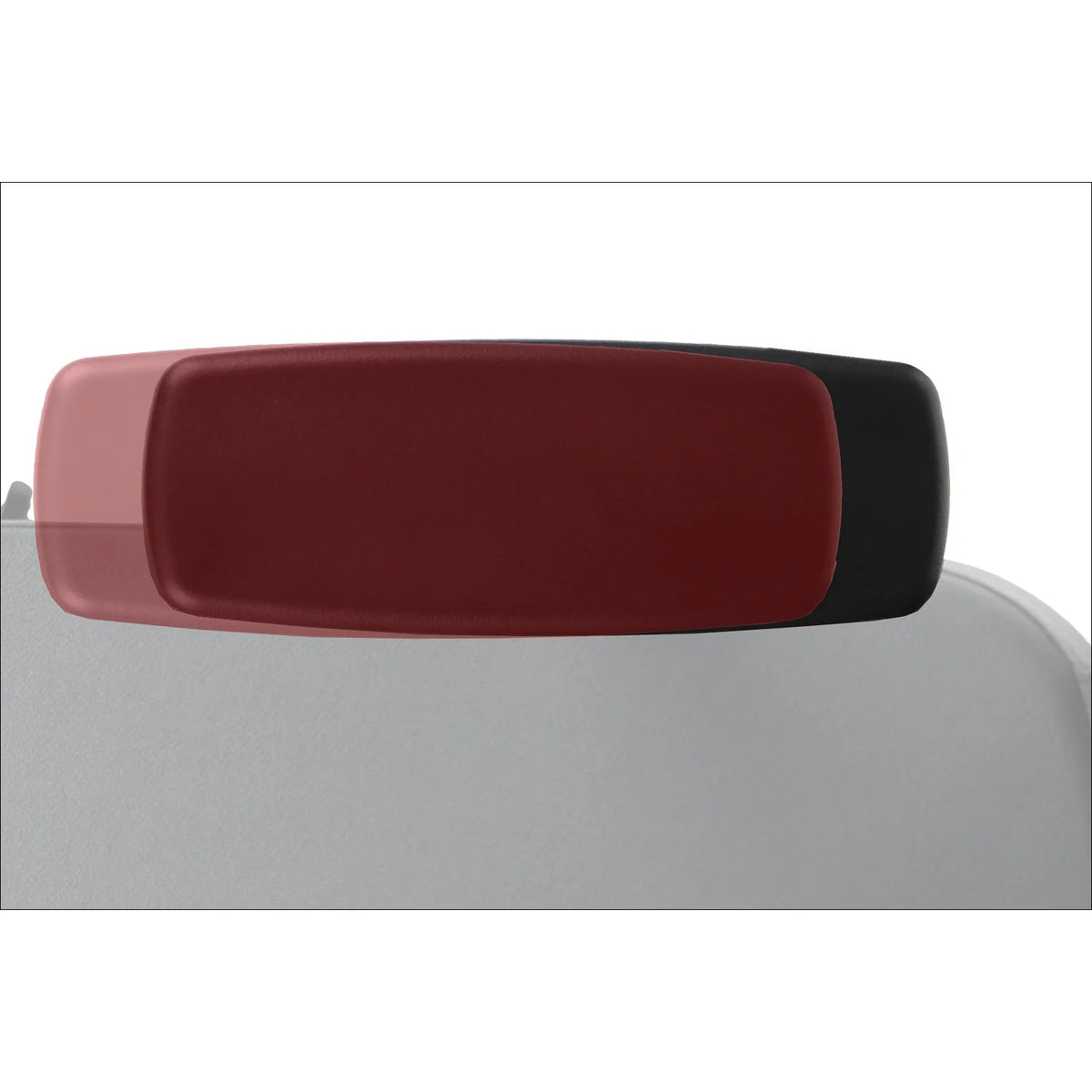Proizvod je ergonomska uredska stolica, točnije model Akcent. Slika prikazuje naslon za ruku stolice, koji ima dvobojni dizajn s crvenom i crnom shemom boja. Naslon za ruku ima podstavu za udobnost, što poboljšava ergonomski dizajn stolice.