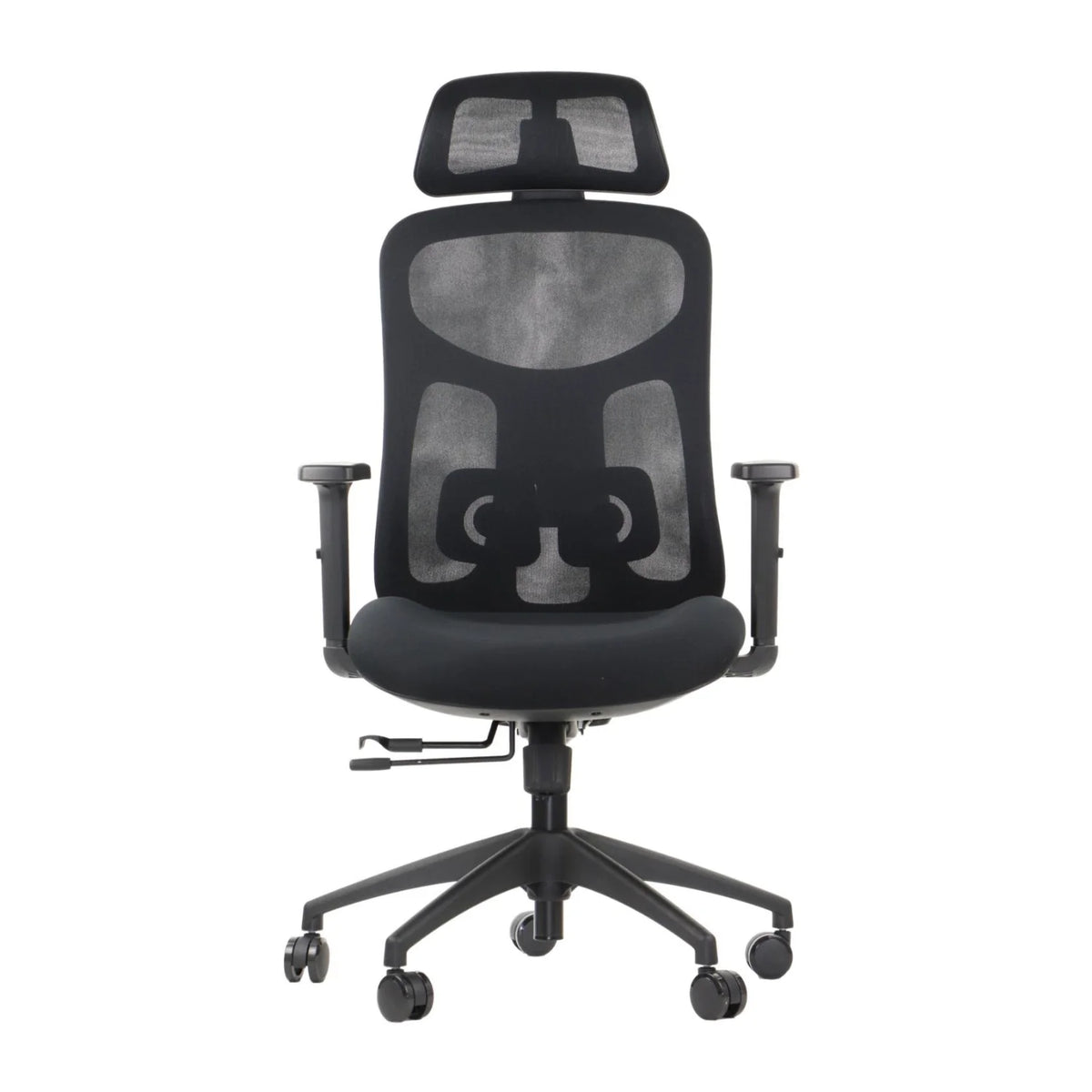 Proizvod je ergonomska uredska stolica, točnije model Arden. Stolica ima naslon od mrežaste tkanine za prozračnost, podstavljeno sjedalo za udobnost i podesive naslone za ruke. Ima moderan dizajn s crnom shemom boja, prikladan za različita uredska okruženja.