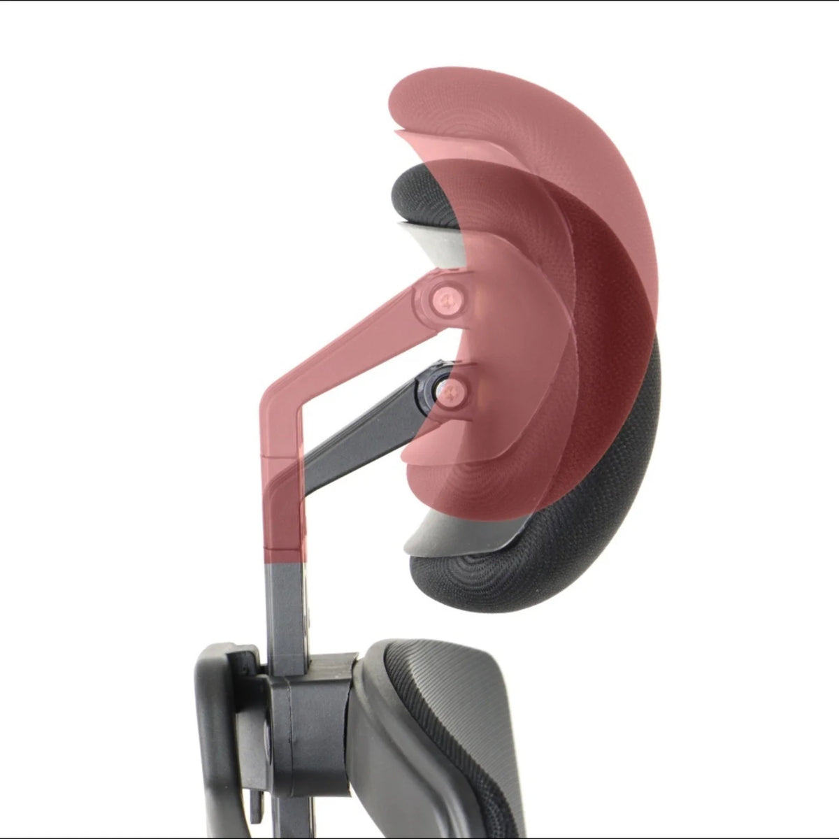 Proizvod je ergonomska uredska stolica, točnije model Curtiz. Slika prikazuje podesivi mehanizam naslona za glavu, ističući njegovu sposobnost naginjanja i pružanja potpore za vrat, povećavajući udobnost tijekom produljene upotrebe.