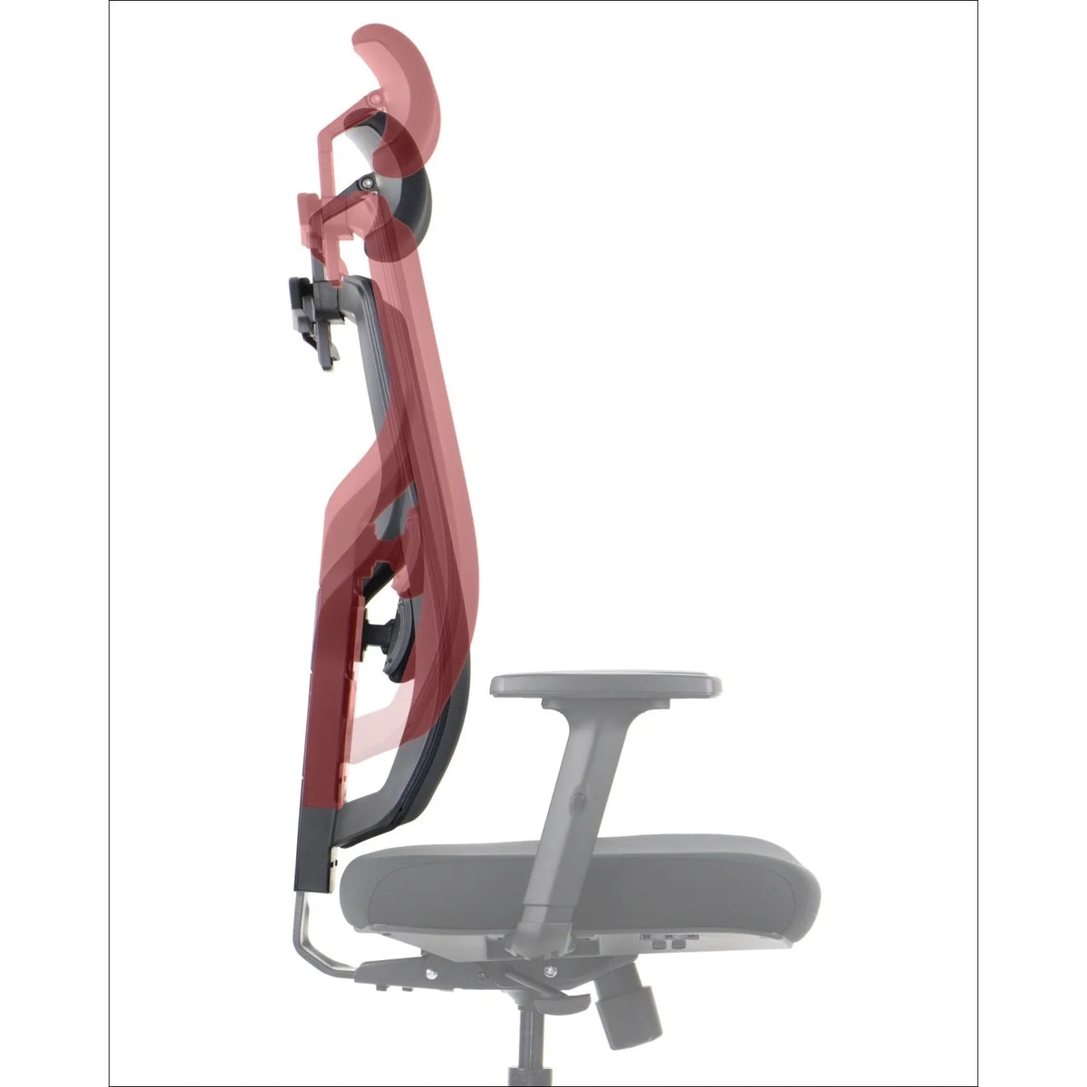 Slika prikazuje model ergonomske uredske stolice pod nazivom "Curtiz". Prikazuje bočni profil stolice, ističući njezin podesivi naslon za leđa i dizajn naslona za ruke. Stolica se odlikuje elegantnom i modernom estetikom, naglašavajući udobnost i potporu za dugotrajno sjedenje.