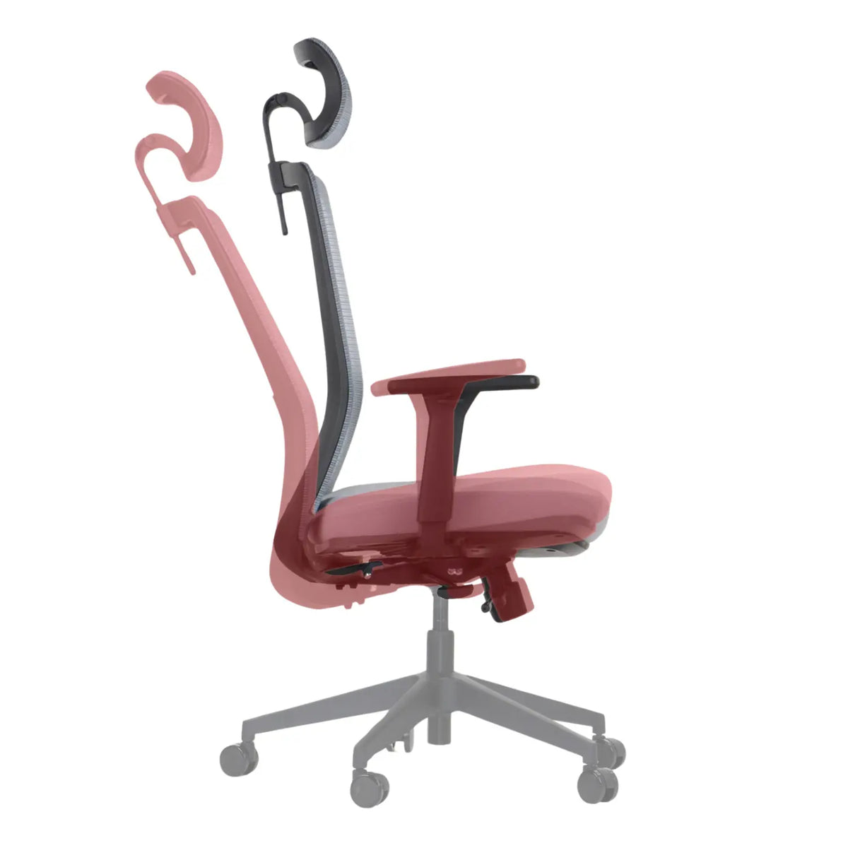 Proizvod je ergonomska uredska stolica, točnije model "Cutler". Slika prikazuje stolicu sa strane, ističući njezine podesive značajke, uključujući jedinstveni dizajn naslona za leđa i naslone za ruke. Stolica ima modernu estetiku s naglaskom na udobnost i potporu.