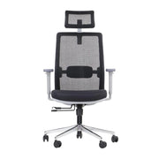 Proizvod je ergonomska uredska stolica, točnije model Cutler GF. Stolica ima visoki naslon s mrežastim dizajnom za prozračnost, podstavljeno sjedalo, podesive naslone za ruke i naslon za glavu. Podržana je kromiranom bazom s kotačićima za mobilnost.
