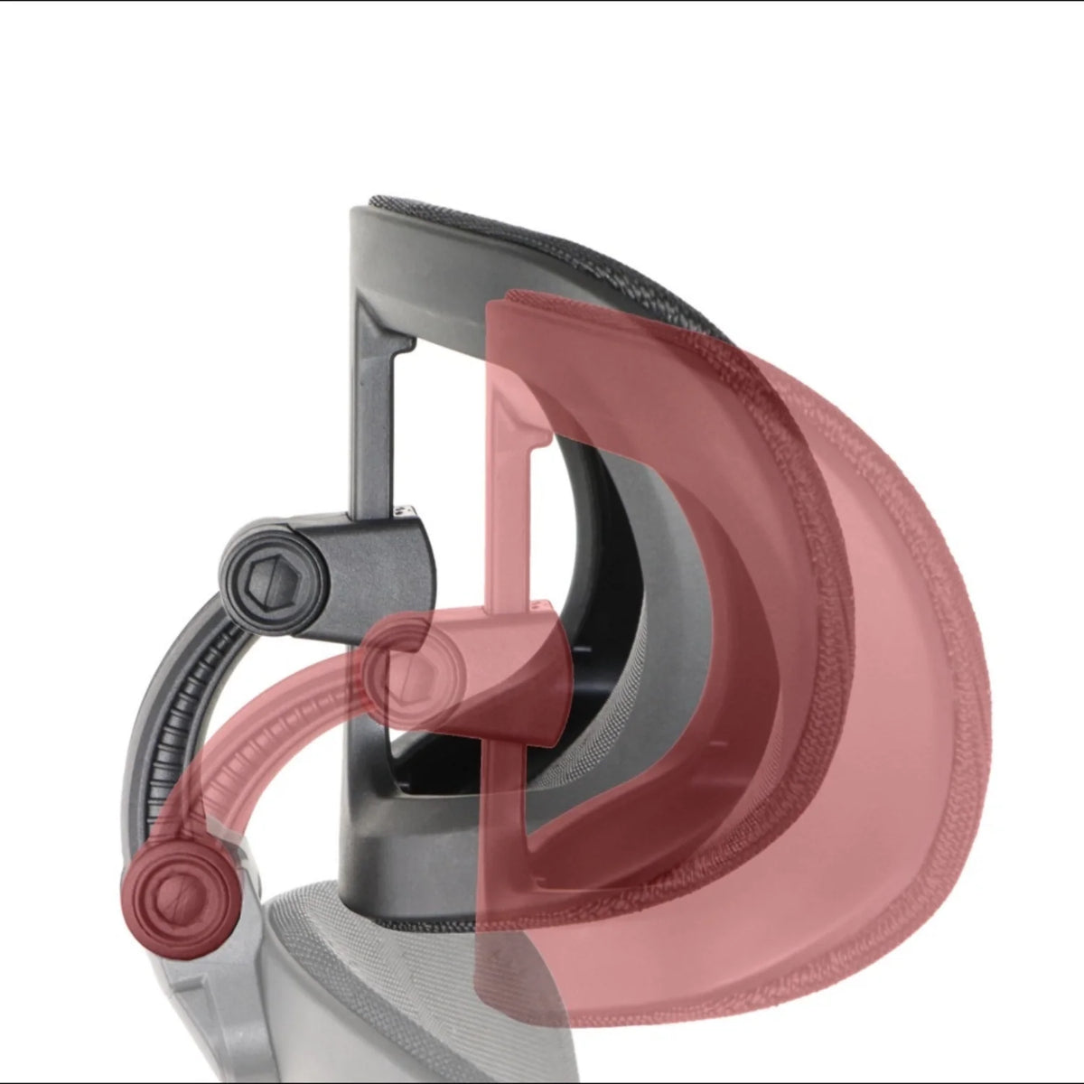 Slika prikazuje ergonomsku uredsku stolicu, točnije model Ergonew A1. Prikazuje krupni plan podesivog mehanizma naslona za glavu stolice, ističući njegovu fleksibilnost i ergonomski dizajn za veću udobnost i potporu.