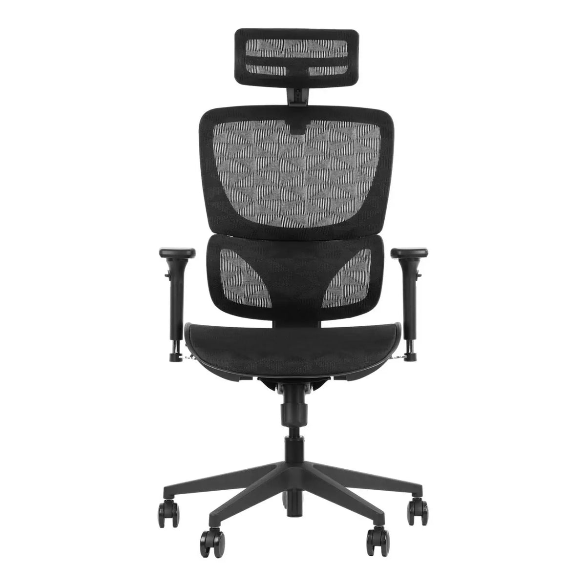 Slika prikazuje ergonomsku uredsku stolicu marke Ergonew, model S1. Stolica ima mrežasti naslon za leđa i sjedalo za prozračnost, podesive naslone za ruke i naslon za glavu, dizajnirane za pružanje udobnosti i potpore tijekom dugih razdoblja sjedenja.