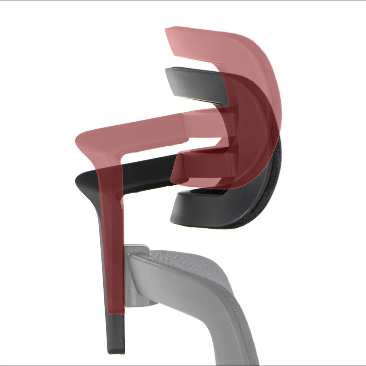 Slika prikazuje ergonomsku uredsku stolicu, točnije model Ergonew S1. Prikazuje detaljan prikaz dizajna naslona za ruke na stolici, ističući njegove podesive značajke i ergonomsku strukturu s ciljem pružanja udobnosti i potpore tijekom uporabe. Dizajn naglašava funkcionalnost i modernu estetiku.