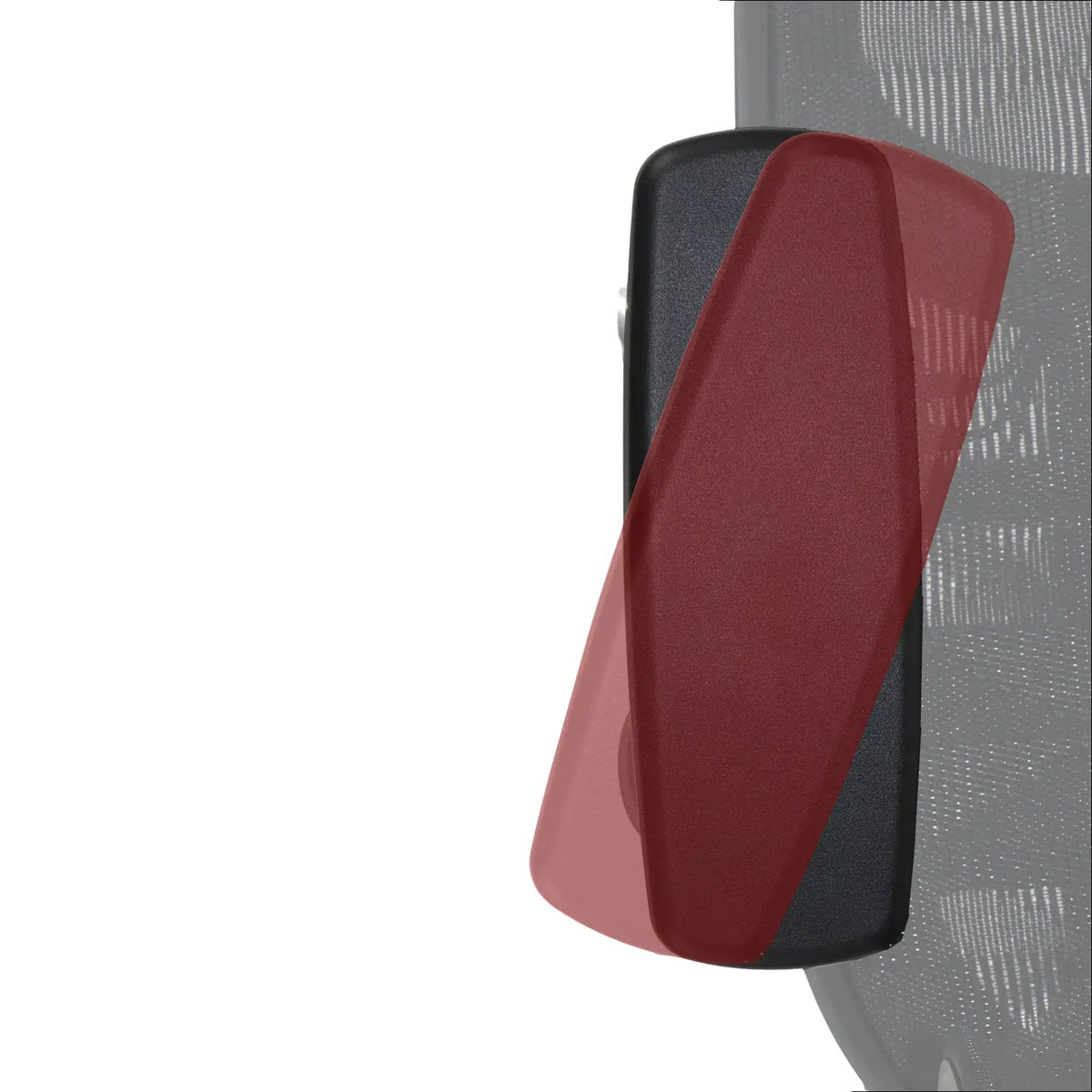 Slika prikazuje ergonomsku uredsku stolicu, točnije model Ergonew S1A. Prikazuje krupan plan naslona za ruke na stolici, koji ima elegantan dizajn s crnom bazom i crvenim detaljem. Čini se da je naslon za ruke podesiv, što ukazuje na njegove ergonomske značajke s ciljem poboljšanja udobnosti korisnika.