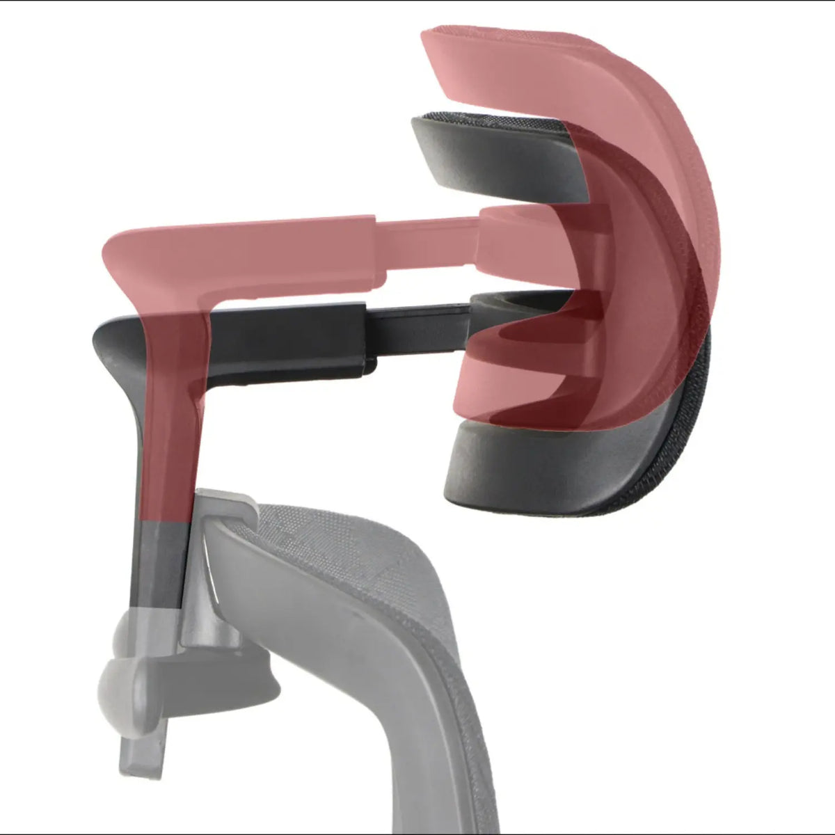Slika prikazuje ergonomsku uredsku stolicu, točnije model Ergonew S1A. Prikazuje krupan plan mehanizma naslona za glavu na stolici, ističući njegove podesive komponente dizajnirane za optimalnu udobnost i potporu. Dizajn naglašava ergonomske značajke koje poboljšavaju korisničko iskustvo tijekom dugotrajnog sjedenja.