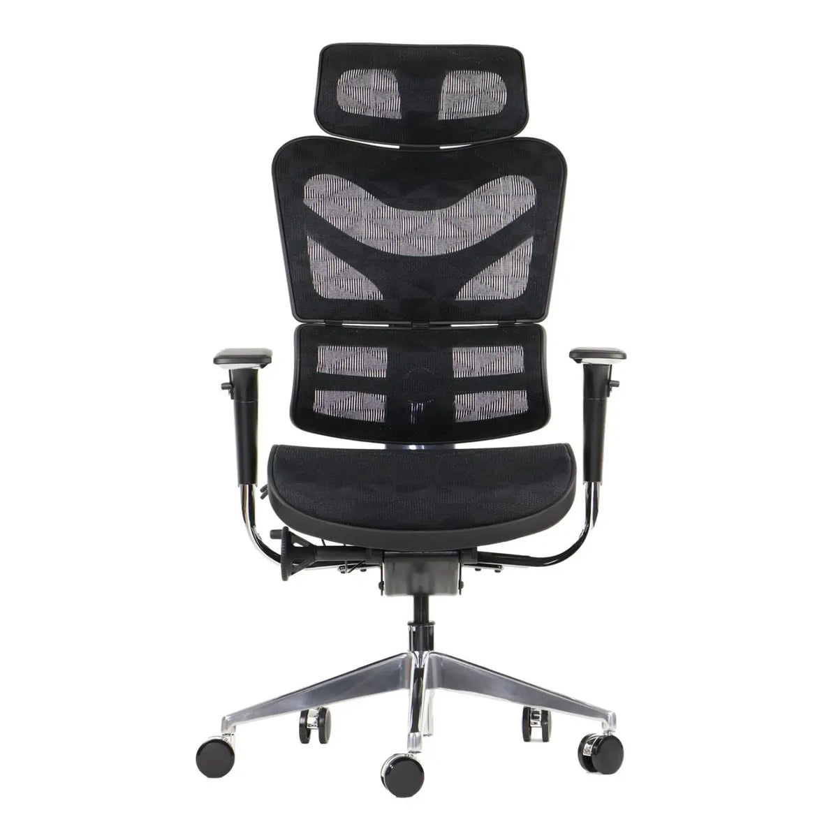 Proizvod je ergonomska uredska stolica, točnije model Ergonew S7. Stolica se odlikuje elegantnim crnim dizajnom s mrežastim naslonom za leđa i sjedalom, pružajući prozračnost i udobnost. Uključuje podesive naslone za ruke i potporni naslon za glavu, što je čini prikladnom za duge sate korištenja.
