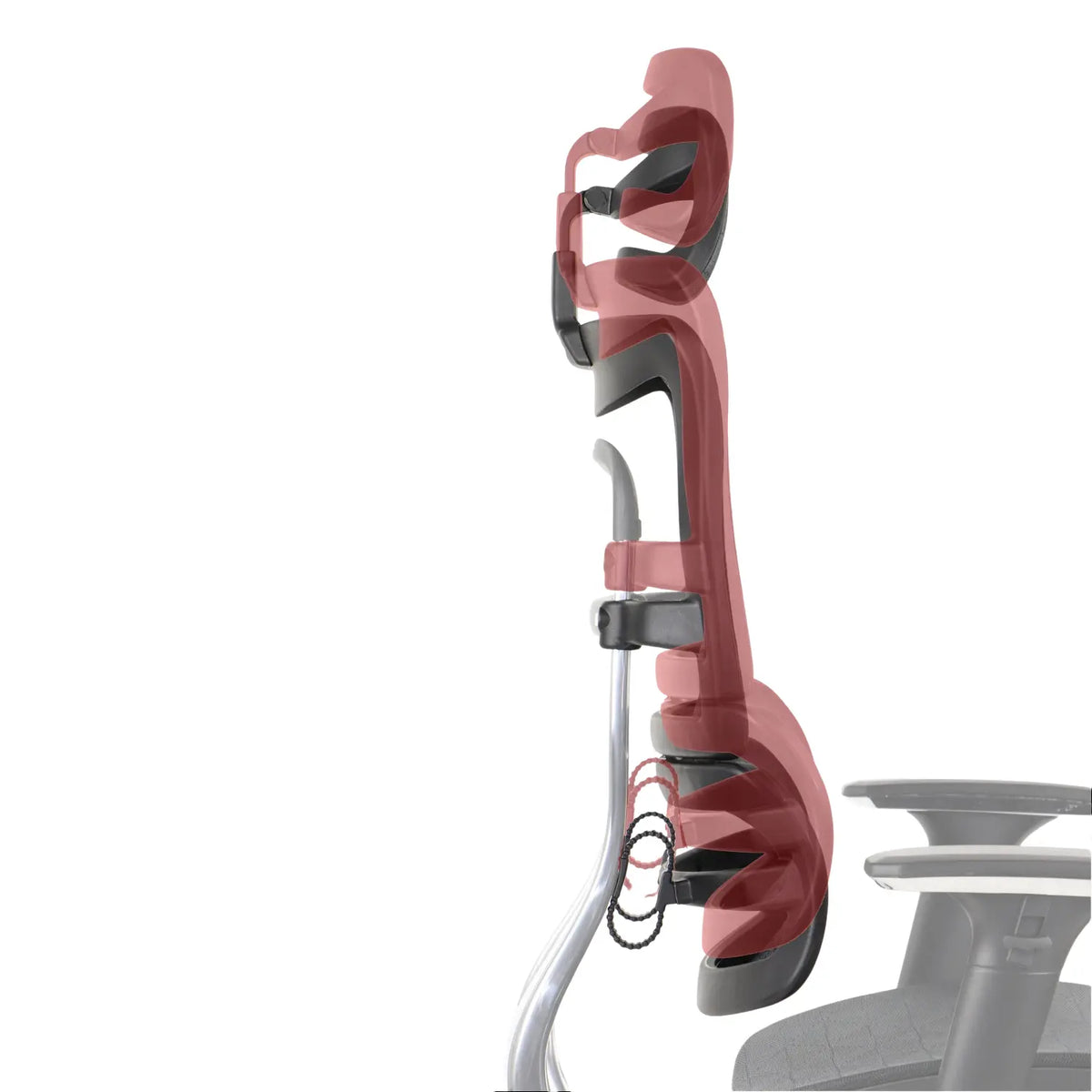 Slika prikazuje ergonomsku uredsku stolicu, točnije model Ergonew S8. Prikazuje detaljan prikaz dizajna stolice, ističući njezine podesive komponente i ergonomske značajke s ciljem pružanja udobnosti i potpore tijekom dugotrajnog sjedenja. Čini se da stolica ima modernu estetiku s fokusom na funkcionalnost.
