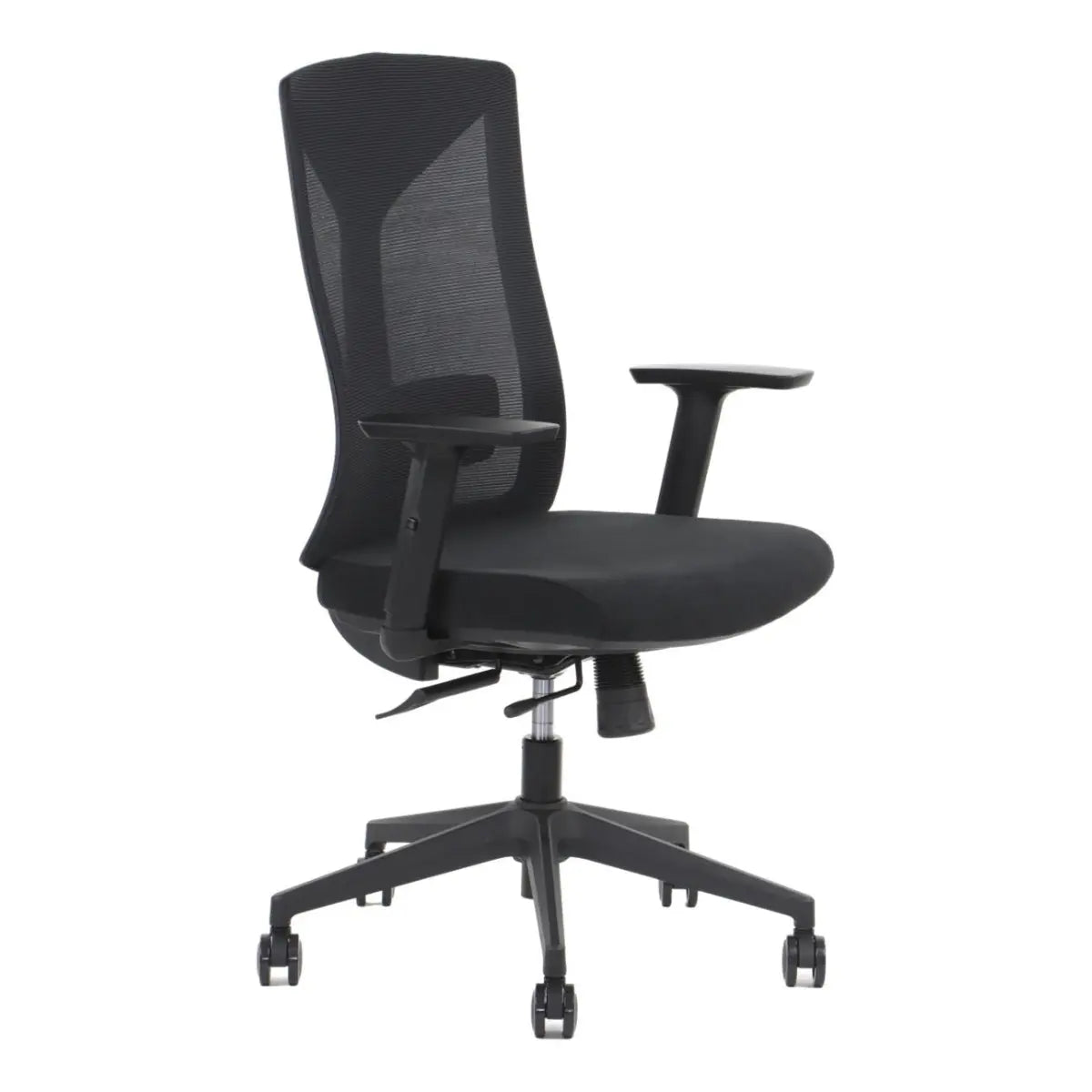 Proizvod je ergonomska uredska stolica, točnije model Hager. Stolica ima visoki naslon za leđa od mrežaste tkanine za prozračnost, podstavljeno sjedalo za udobnost i podesive naslone za ruke. Postavljena je na bazu s kotačićima za mobilnost, što je čini prikladnom za uredska okruženja.