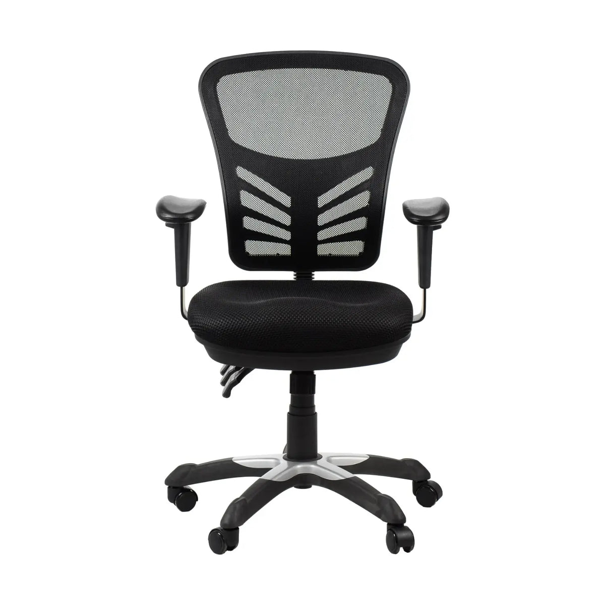 Proizvod je ergonomska uredska stolica, model HG-0001. Stolica ima prozračni mrežasti naslon za leđa za udobnost i potporu, podesive naslone za ruke i podstavljeno sjedalo, a sve je montirano na bazu s kotačićima za lakšu mobilnost.