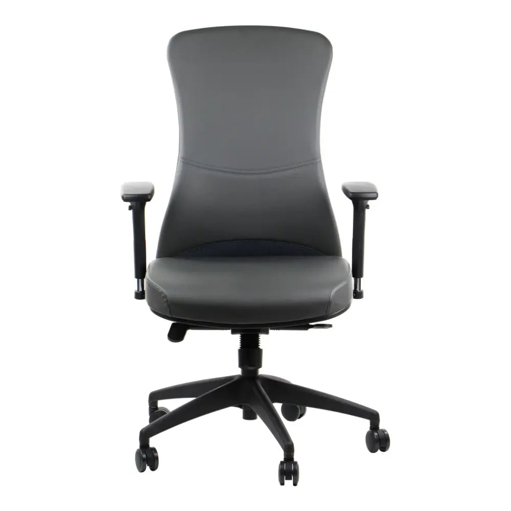 Proizvod je ergonomska uredska stolica, točnije model Kenton. Stolica ima elegantan dizajn s visokim naslonom za leđa, podstavljenim sjedalom i podesivim naslonima za ruke. Prvenstveno je u tamnosivoj boji i uključuje bazu s pet zvjezdica s kotačićima za mobilnost.