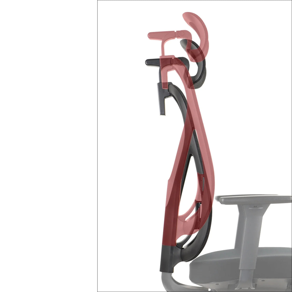 Proizvod je ergonomska uredska stolica, točnije model Larck. Slika prikazuje detaljan prikaz naslona za ruku i potpore za leđa stolice, ističući njezin elegantan dizajn i ergonomske značajke. Čini se da stolica uključuje moderne materijale i oblike s ciljem pružanja udobnosti i potpore tijekom dugotrajne upotrebe.