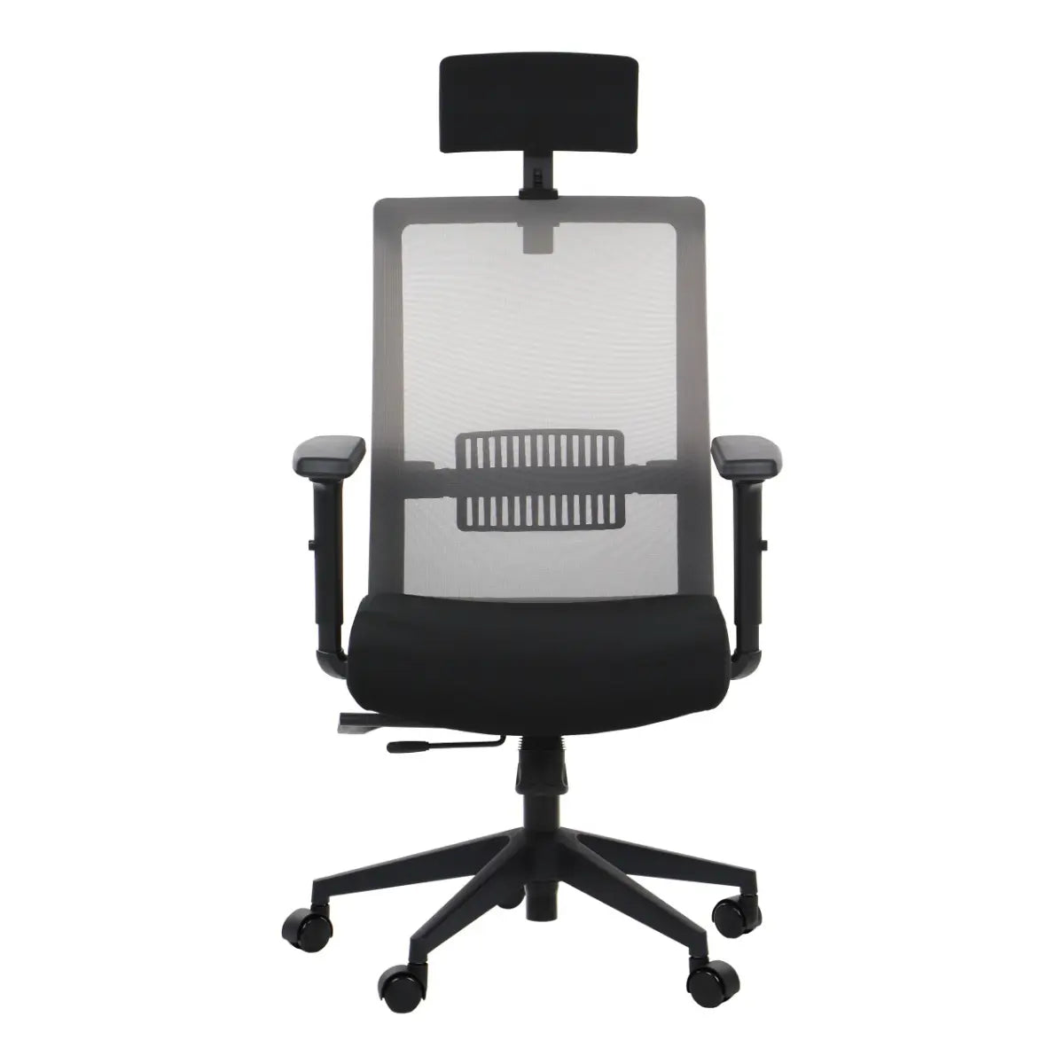 Proizvod je ergonomska uredska stolica, točnije model Riverton s naslonom za glavu. Stolica ima mrežasti naslon za leđa za prozračnost, podesive naslone za ruke i jastučasto sjedalo, dizajnirano da pruži udobnost i potporu tijekom dugih sati sjedenja. Cjelokupni dizajn je elegantan i moderan, prikladan za uredska okruženja.