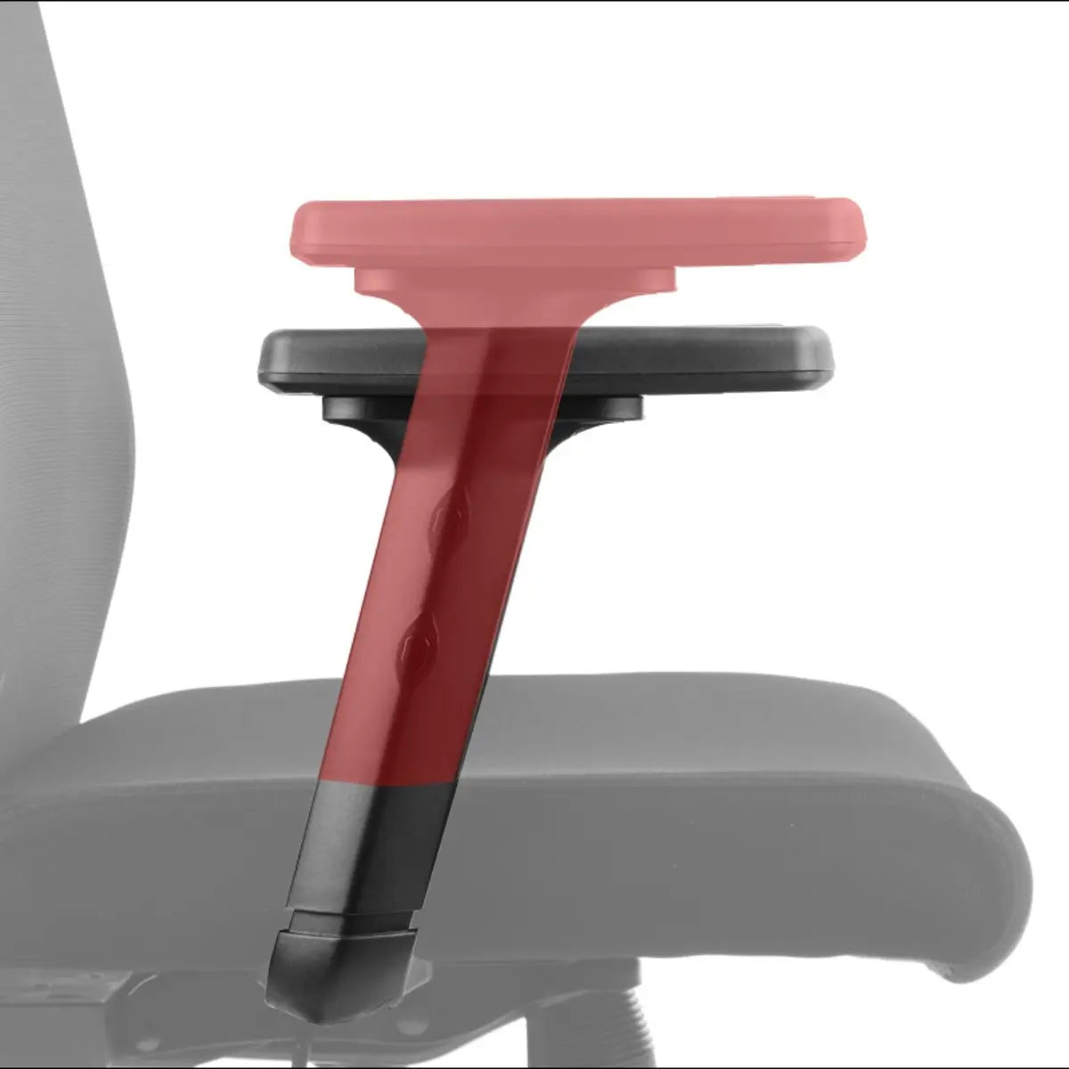 Slika prikazuje ergonomsku uredsku stolicu, točnije model Riverton s naslonom za glavu. Prikazuje detaljan prikaz naslona za ruke, naglašavajući njegov podesivi dizajn za povećanu udobnost i potporu. Čini se da naslon za ruke ima elegantan dizajn s kombinacijom materijala, osiguravajući i funkcionalnost i stil.