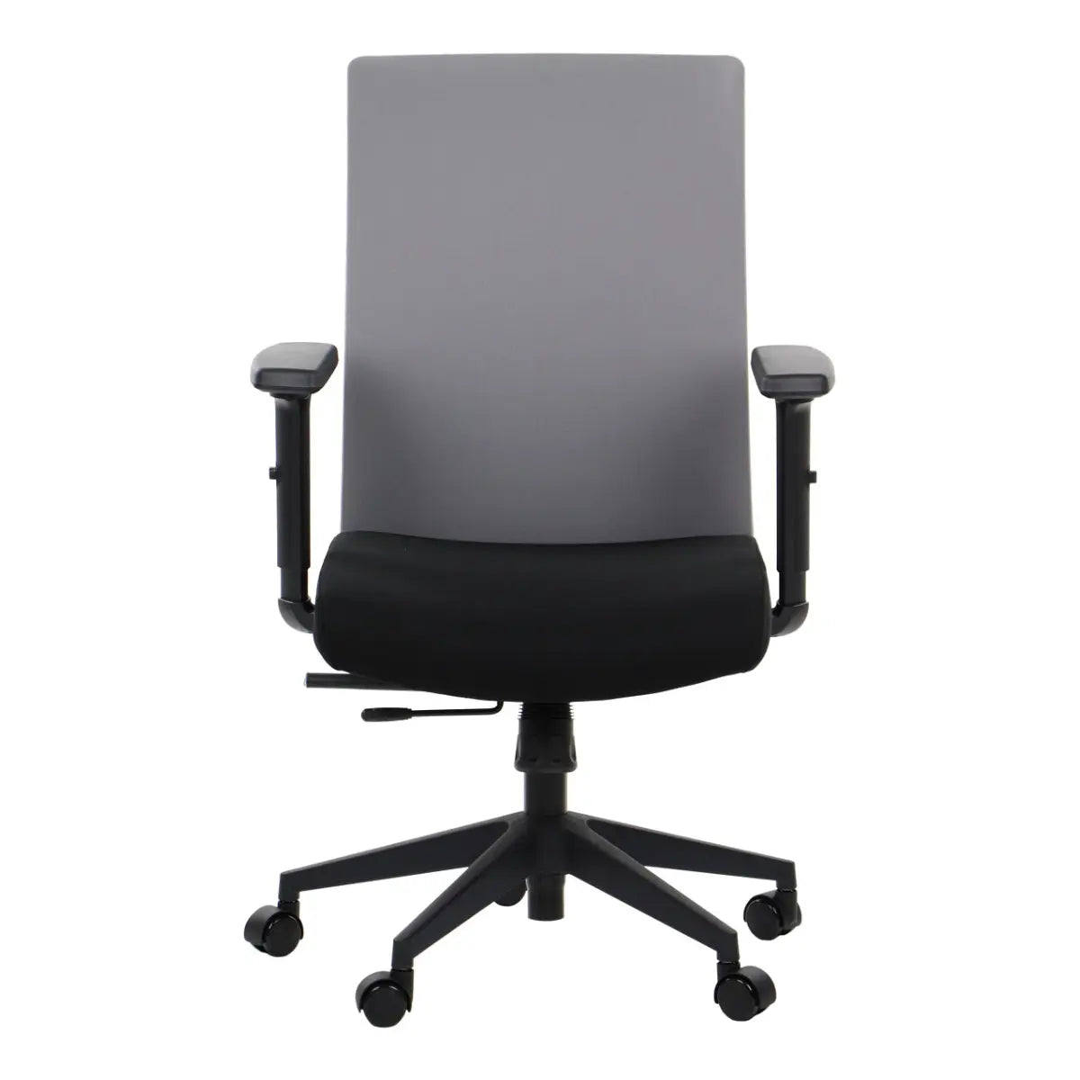 Proizvod je ergonomska uredska stolica, točnije model Riverton. Stolica ima elegantan dizajn sa sivim naslonom za leđa i crnim sjedalom. Uključuje podesive naslone za ruke i polugu za podešavanje visine, montirane na bazu s pet krakova s kotačićima za laku mobilnost.