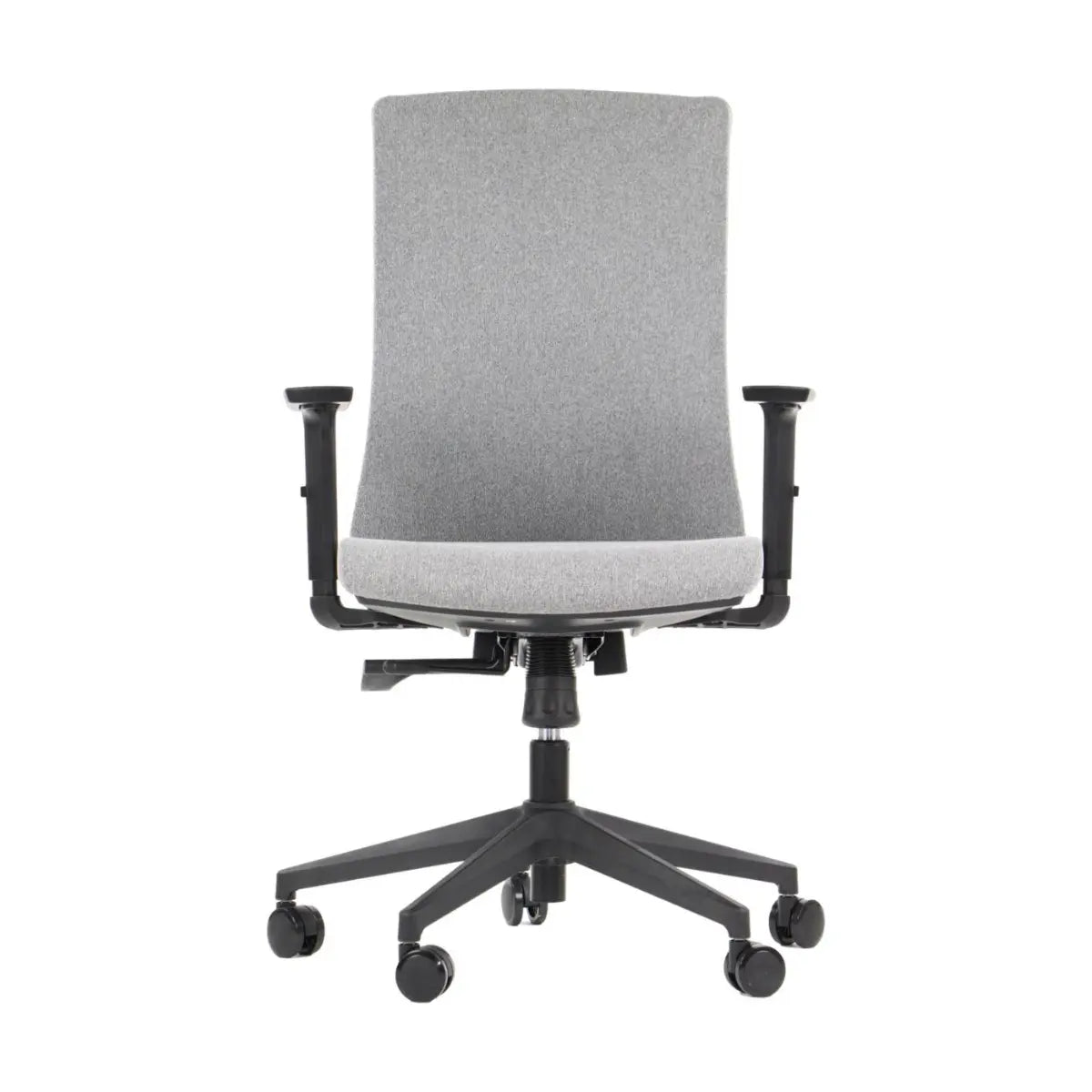 Proizvod je ergonomska uredska stolica, točnije model Tono. Stolica se odlikuje elegantnim dizajnom sa sivom presvlakom od tkanine, visokim naslonom za leđa i podesivim naslonima za ruke. Montirana je na bazu s pet krakova s okretnim kotačićima, što je čini prikladnom za uredsku upotrebu.