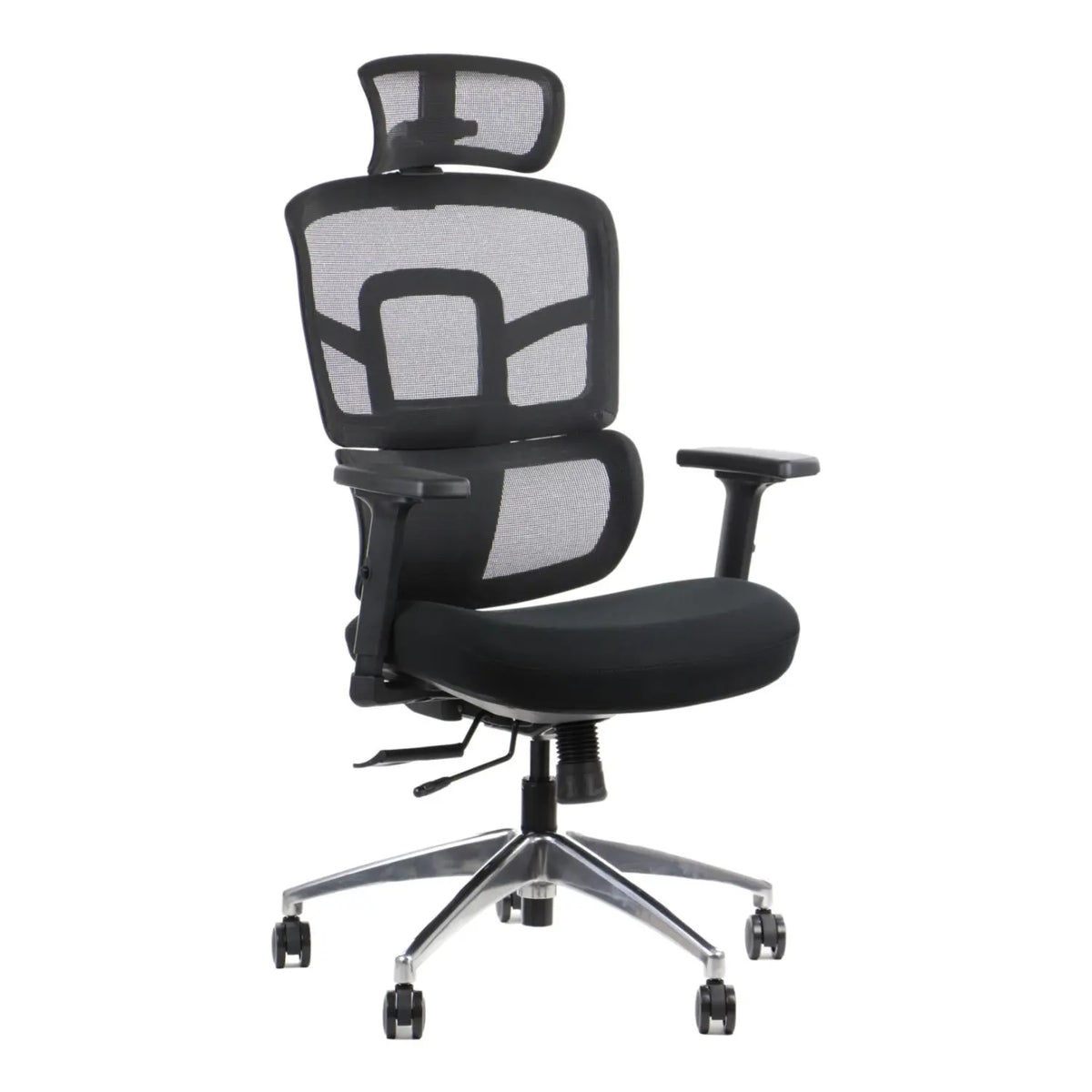 Proizvod je ergonomska uredska stolica, točnije model Trex. Stolica ima visoki mrežasti naslon za leđa za prozračnost, podesive naslone za ruke i podstavljeno sjedalo, a sve je oslonjeno na kromiranu bazu s kotačićima za mobilnost.