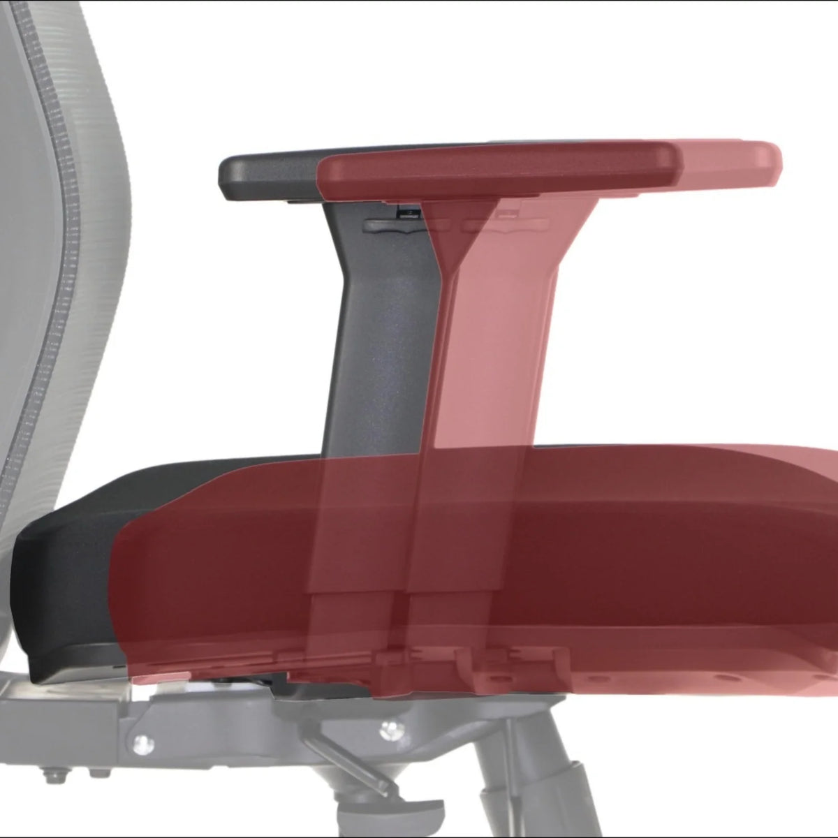 Slika prikazuje ergonomsku uredsku stolicu, točnije model Wister. Ističe dizajn naslona za ruke, prikazujući njegovu podesivu značajku za povećanu udobnost i potporu. Čini se da konstrukcija stolice daje prednost ergonomskim načelima, čineći je prikladnom za duge sate korištenja.