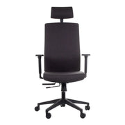 Proizvod je ergonomska uredska stolica, model ZN-805-C. Stolica ima visoki naslon za leđa, naslon za glavu i podesive naslone za ruke, sve dizajnirano za udobnost i potporu tijekom dugih sati sjedenja. Ima elegantan, moderan dizajn s presvlakom od tamne tkanine i čvrstu bazu s kotačićima za mobilnost.