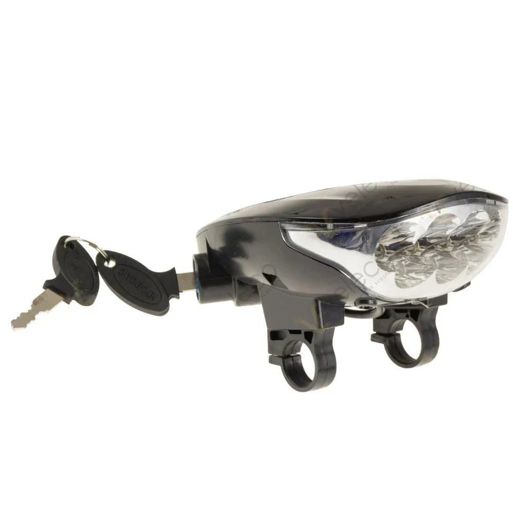 LED far s bravom za paljenje za Veleco ZT16 električni skuter, crni, bočni prikaz s ključem