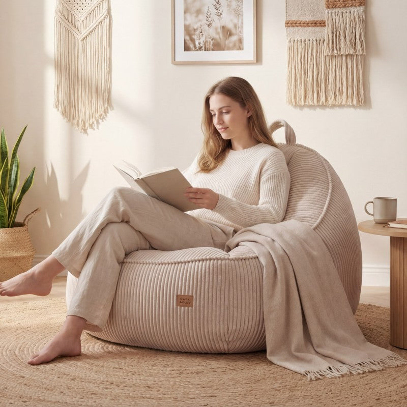 Mark Adler Samtasta fotelja vreća s naslonom Comfy 4.0 Beige - slika 6