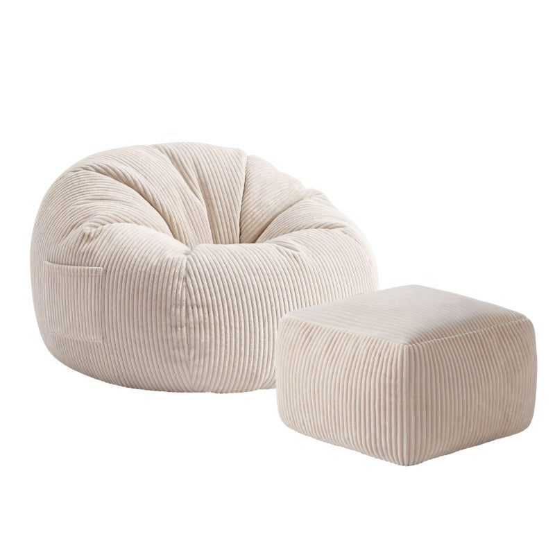 Mark Adler baršunasta vreća fotelja s osloncem za noge Comfy 3.0 Beige - slika 1