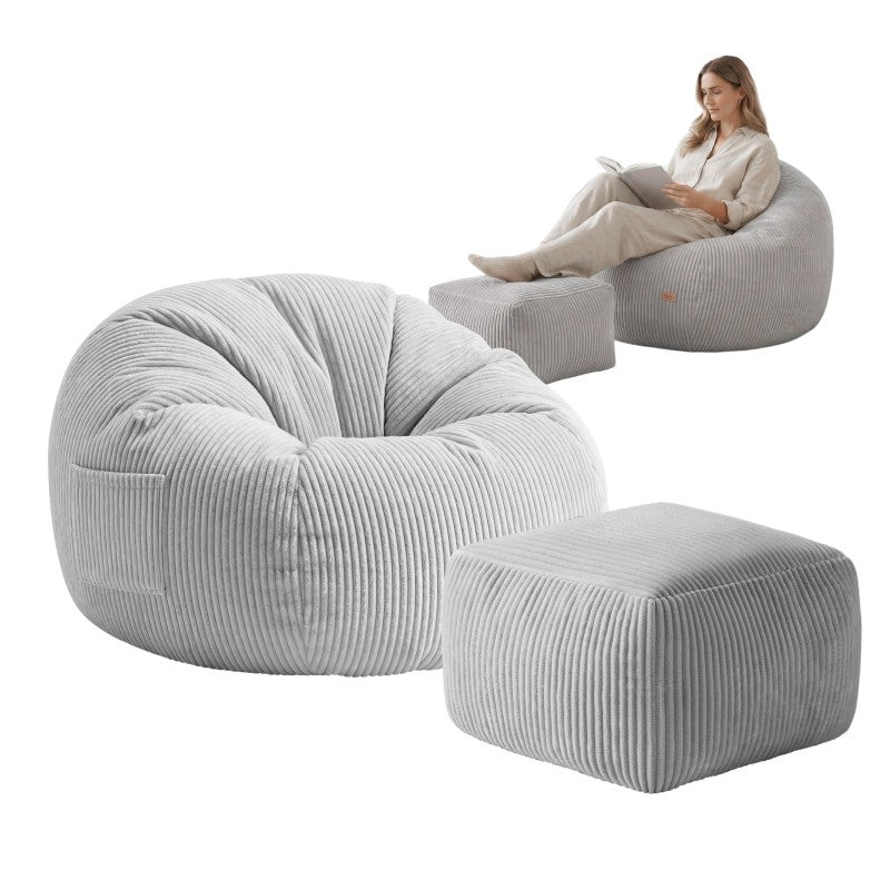 Mark Adler baršunasta vreća fotelja s osloncem za noge Comfy 3.0 Grey - slika 5