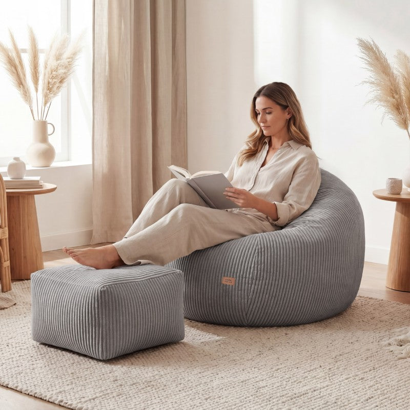 Mark Adler baršunasta vreća fotelja s osloncem za noge Comfy 3.0 Grey - slika 10