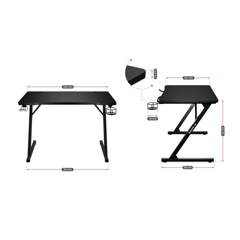 Huzaro Hero 1.8 Black 100 cm gaming stol - slika 8